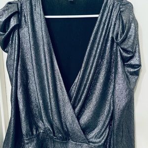 METALLIC SILVER BODYSUIT - M EXPRESS